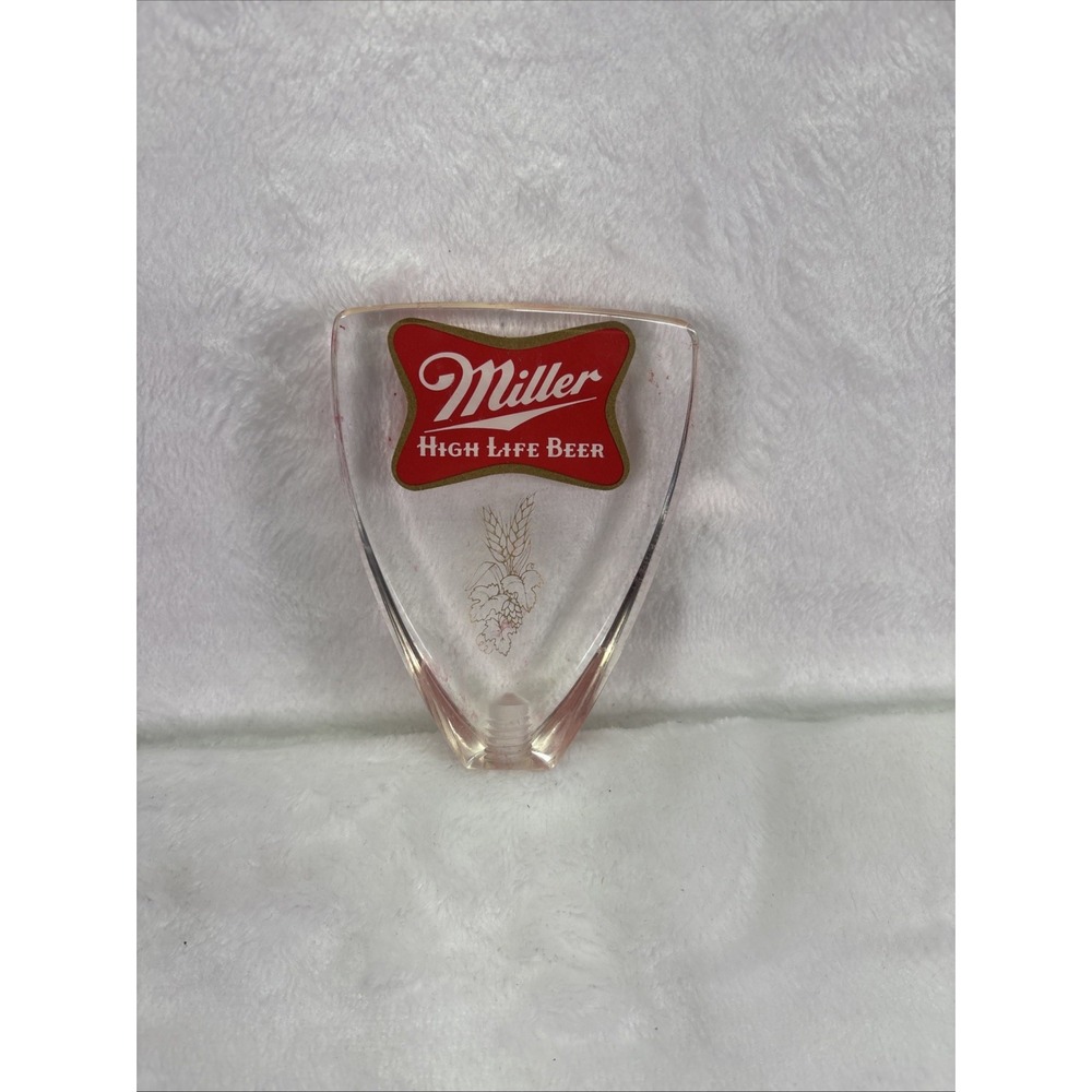 Vintage MILLER HIGH LIFE Beer Lucite Clear Acrylic Beer Tap Handle Knob - Picture 2 of 4